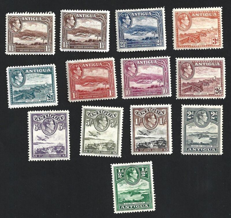 Antigua KGVI 1938 set of 13 MNH. SG 98-109 £130