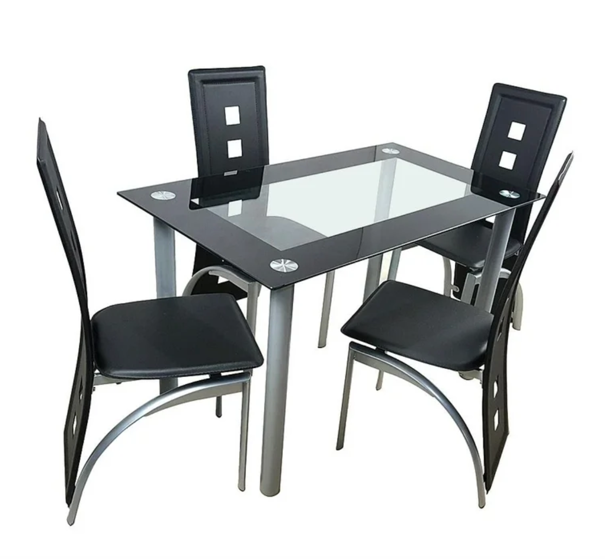 Juego de Comedor 4 Sillas y Mesa Moderno Elegante Glass Top Kitchen Table NEW