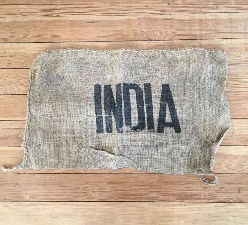 Vintage Burlap Sack INDIA 26" X 15" Import Export Product Bag Coffee Spice
