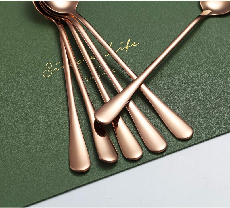 Rose Gold Iced Tea Spoons,  Stainless Steel 7.5" Long Handle Mixing Spoon with C