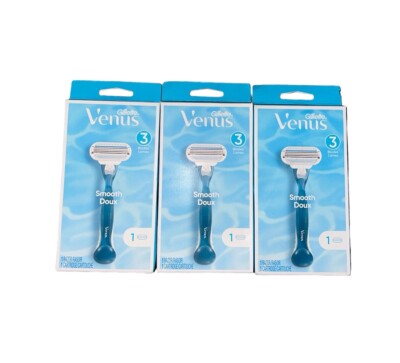 Lot of 3 -  Gillette Venus Smooth 3-Blade Razor with 1 Cartridge Each