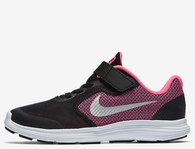 NIB Nike Revolution 3 PSV Pre-School Girls Running Shoes Black...