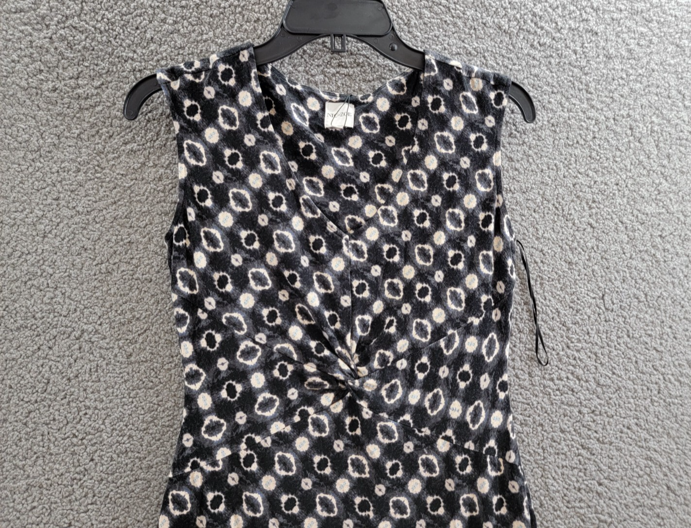 NIC+ZOE Midnight Shibori Twist Front Dress Women XS Black Multi V-Neck Pullover - Picture 3 of 15