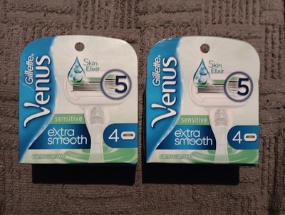 2 Gillette Venus Sensitive Extra Smooth 5 Blade, 4 Refills Each(A10)
