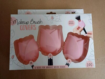 Makeup Brush Covers, 3 Sizes, Soft Silicone Color Pink 