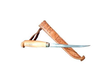 Vintage Finnish Finland J Marttiini  Martini Fishing Knife w/ Leather Sheath 12 