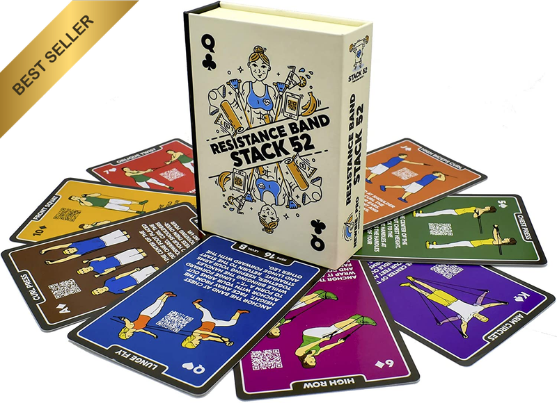Resistance Band Exercise Cards Workout Playing Card Game with Video Instructions