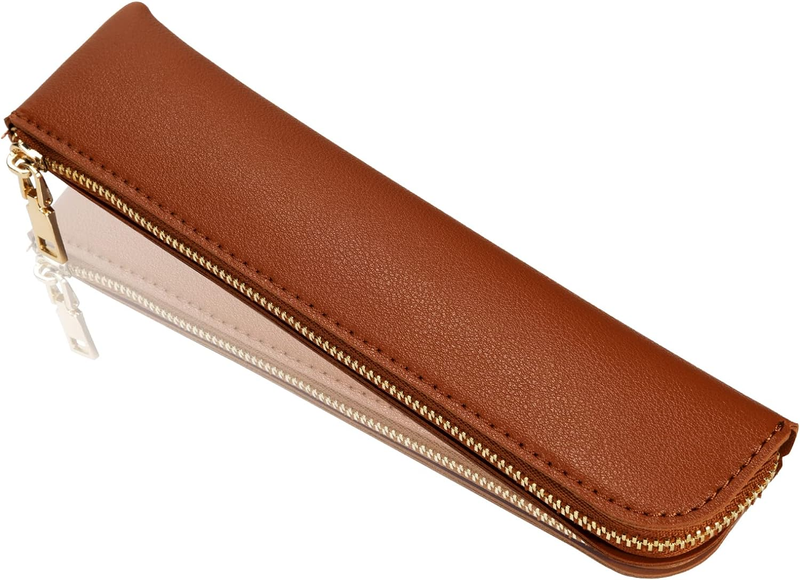Leather Pencil Case, Thin Soft Pen Bag, Small Pencil Case for Adults,Senior Leat