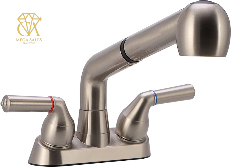 Utility Sink Faucet, Laundry Room Faucet with Pull Out Sprayer, Laundry Tub ABS