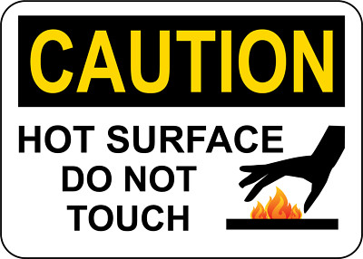 CAUTION HOT SURFACE DO NOT TOUCH | Laminated Vinyl Decal Sticker Label