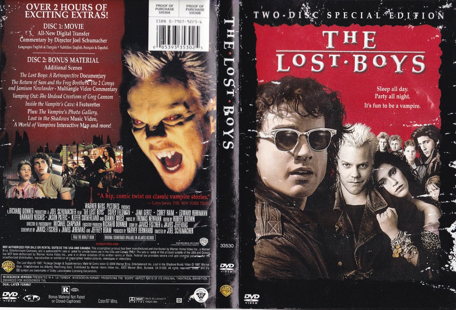 The Lost Boys (Widescreen DVD, 2004, 2-Disc Set, Special The Lost Boys (Widescreen DVD, 2004, 2-Disc Set, Special