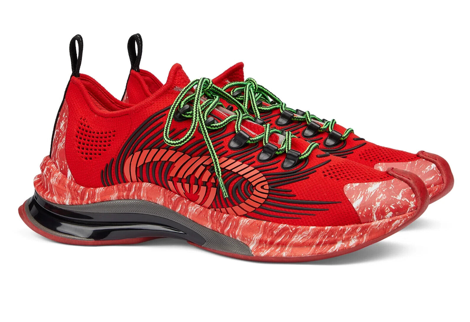 スニーカー Gucci Red Fabric And Suede Sneakers Gucci Z3104 Mens Red Fabric Wave Running Sneakers Size Gucci
