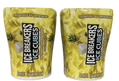 2 Limited Edition Ice Breakers Ice Cubes Golden Pineapple  Sugar Free Gum