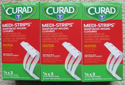 CURAD Sterile Medi-Strips, 1/4'' x 3'' - (3) boxes