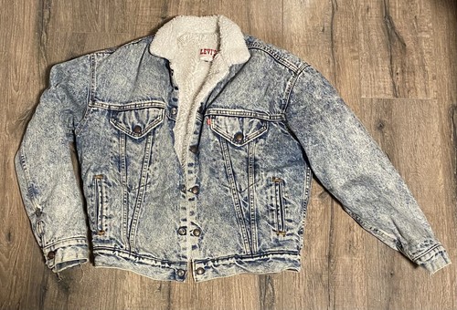 Vintage 80s LEVIS Denim Sherpa Acid Wash Trucker XL Made USA Vintage 80s LEVIS Denim Sherpa Acid Wash Trucker XL Made USA