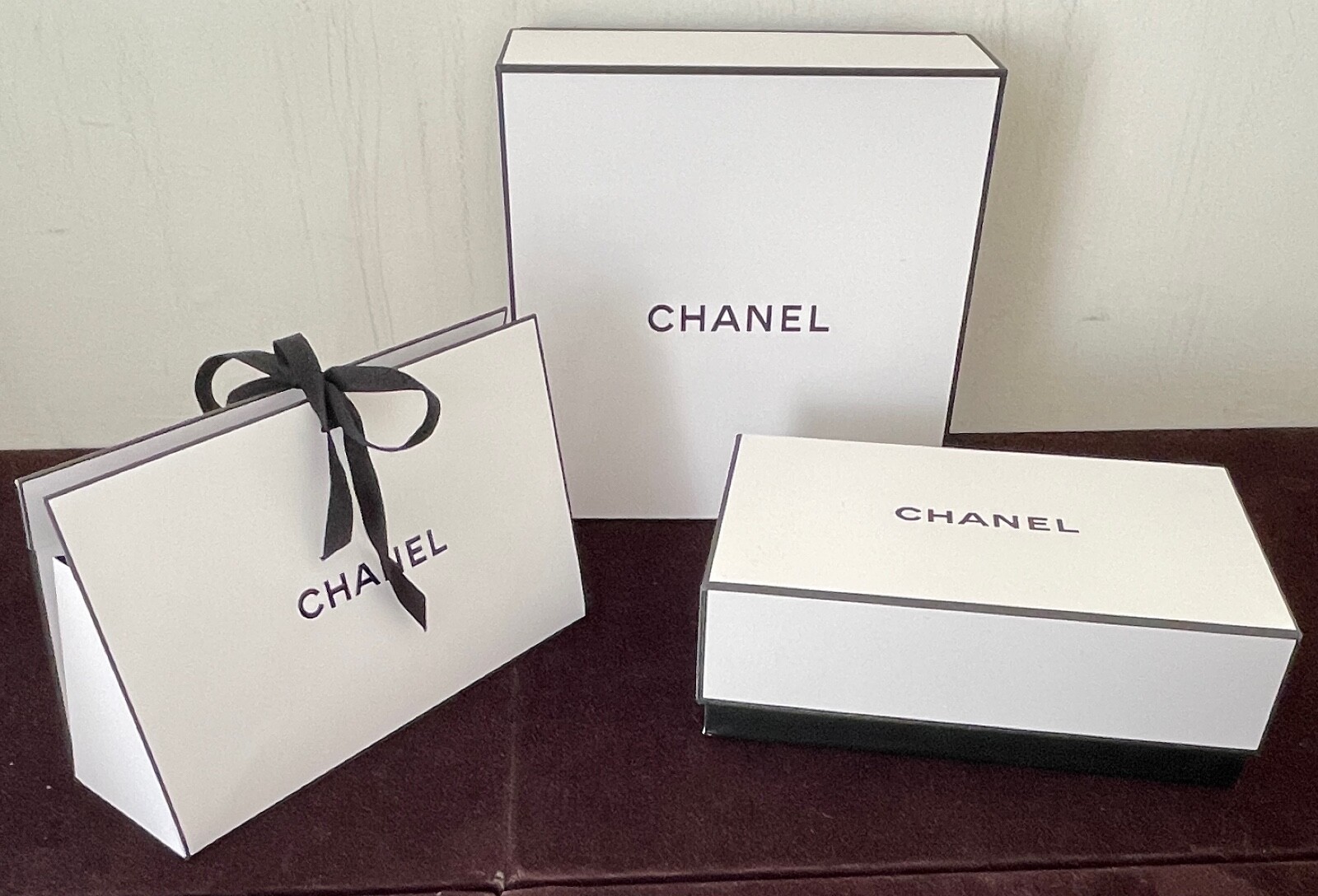 Lot of 3 Chanel Gift Boxes w/ Tissue Sticker & Shreds YY239