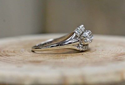 14Kt White Gold Vintage Diamond Ring Size 10