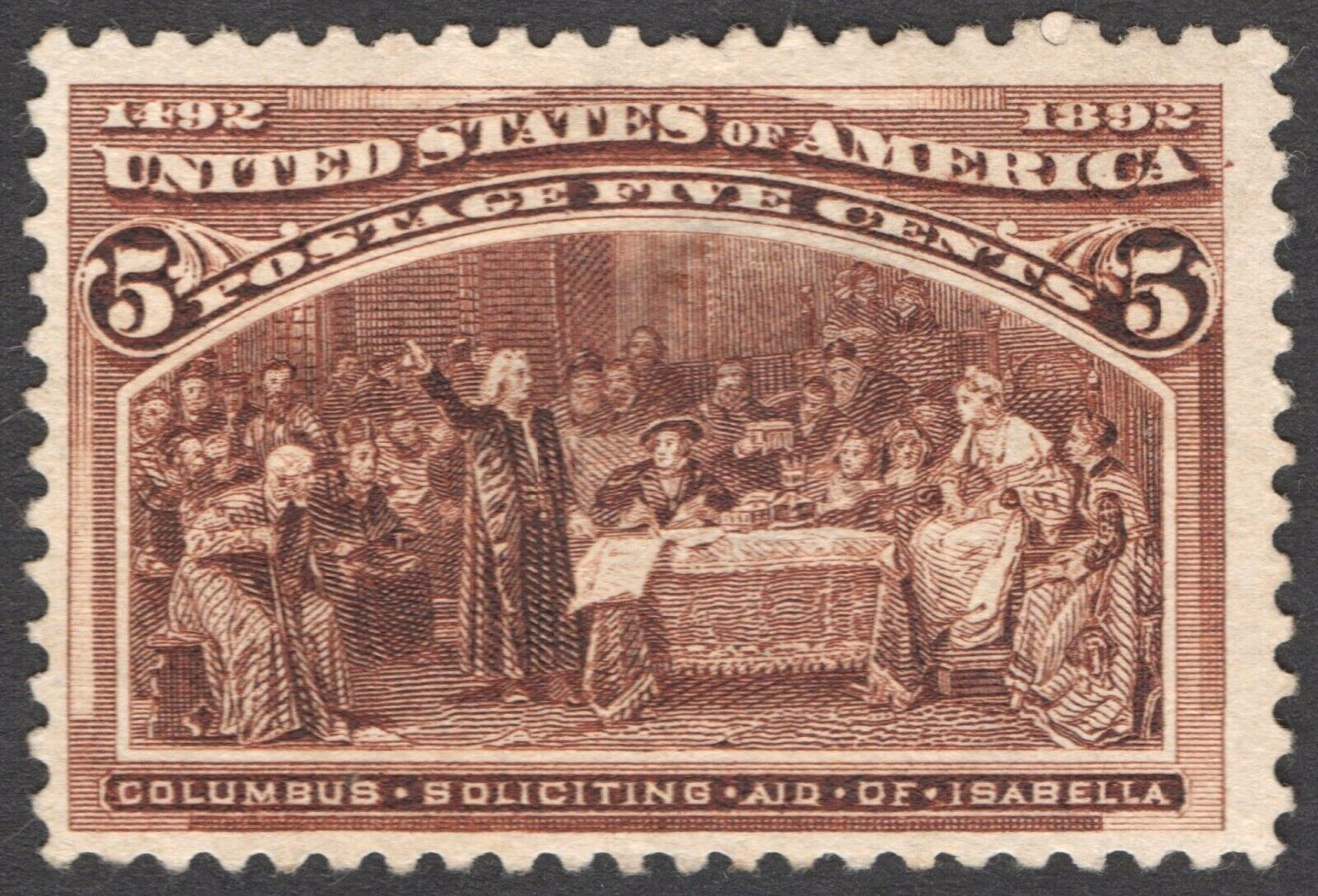 US # 234 *UNUSED NG H* { COLUMBUS SOLICITING AID ISABELLA } 5c COLUMBIAN OF 1893