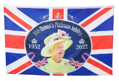 5ft X 3ft (150cm X 91cm) Queens Platinum Jubilee Union Jack Drapeau Avec Sa M...
