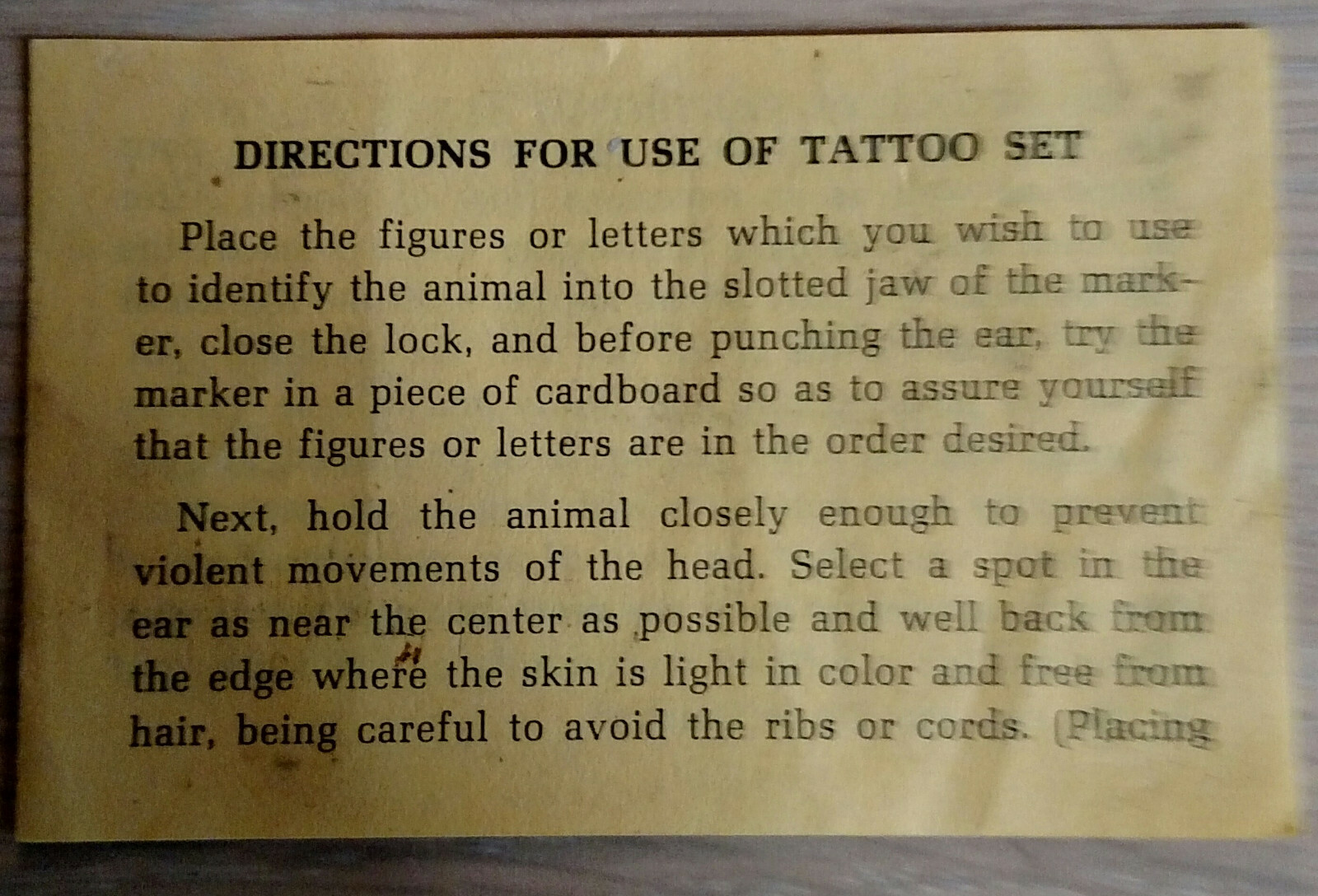 Vintage Stone Tattoo Pliers with Ear Release Cattle Goats Sheep USA Made