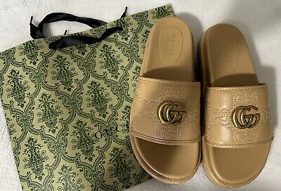 Gucci Women's GG Canvas Platform Slide Sandals Size 41