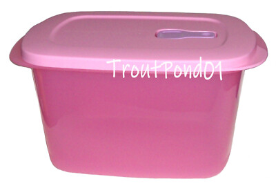 Tupperware Crystalwave Microwave Bowl Lg 9 1/2 c 2.3L Rectangular Container Pink