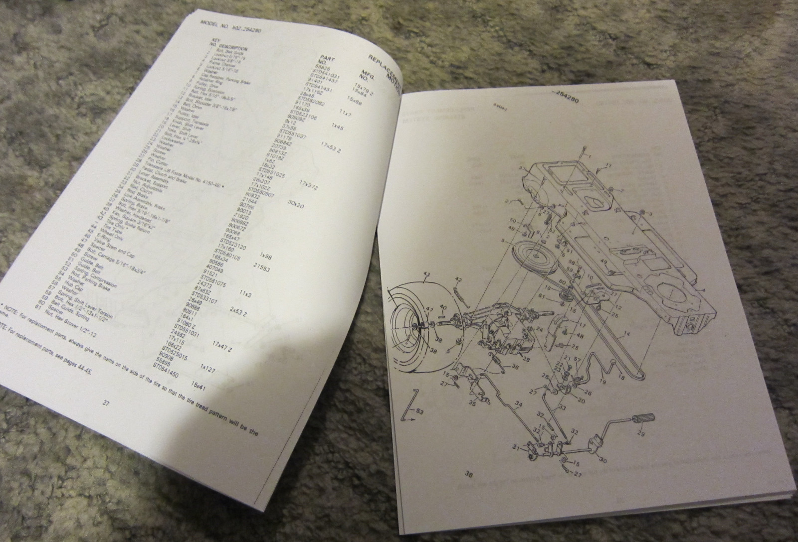 Sears Craftsman lawn tractor owner's manual 11hp 4 speed 36