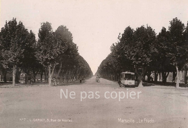 Marseille Vers 1890 Le Prado Tramway 12,1 X 17,9 Cm Par Gardet Bouches-Du-RhÃ´Ne