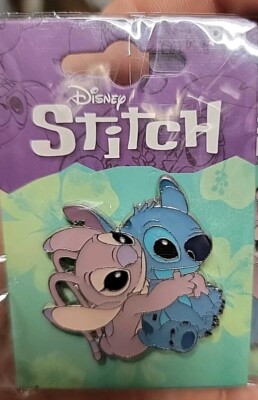 Disney Neon Tuesday  Lilo And Stitch & Angel Hugging Pin Silver Tone