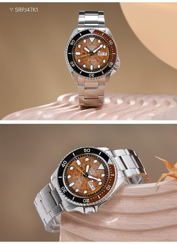 Pre-owned Seiko 5 Sports Blood Red Skeleton Style Gents Automatic Watch Srpj47 With Box