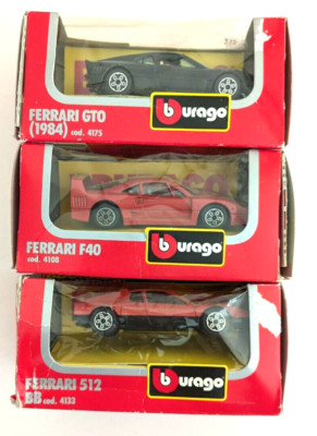 Bburago Ferrari Model Cars, Lot of 3, w/Boxes, 1:43 Scale