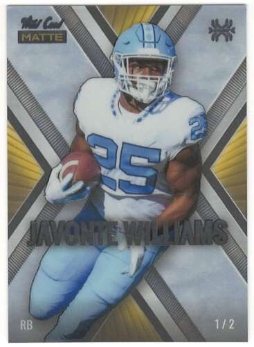 JAVONTE WILLIAMS RC SSP 2021 Wild Card Gold 1/2 ROOKIE X-Plode Silver # ID:25997. rookie card picture