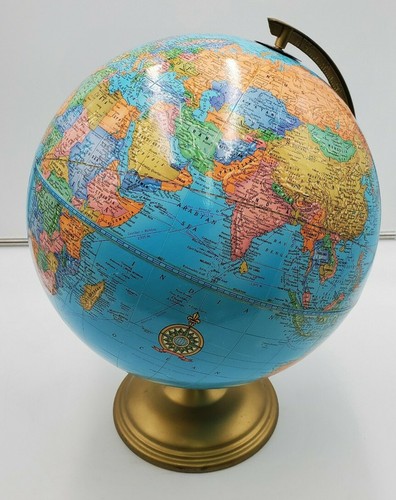 Vintage Cram's Imperial 12 Inch World Globe With Metal Base