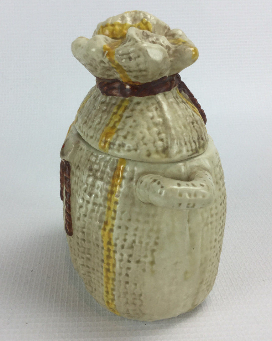 Vintage Lefton China Container H1672 Burlap Bag Design