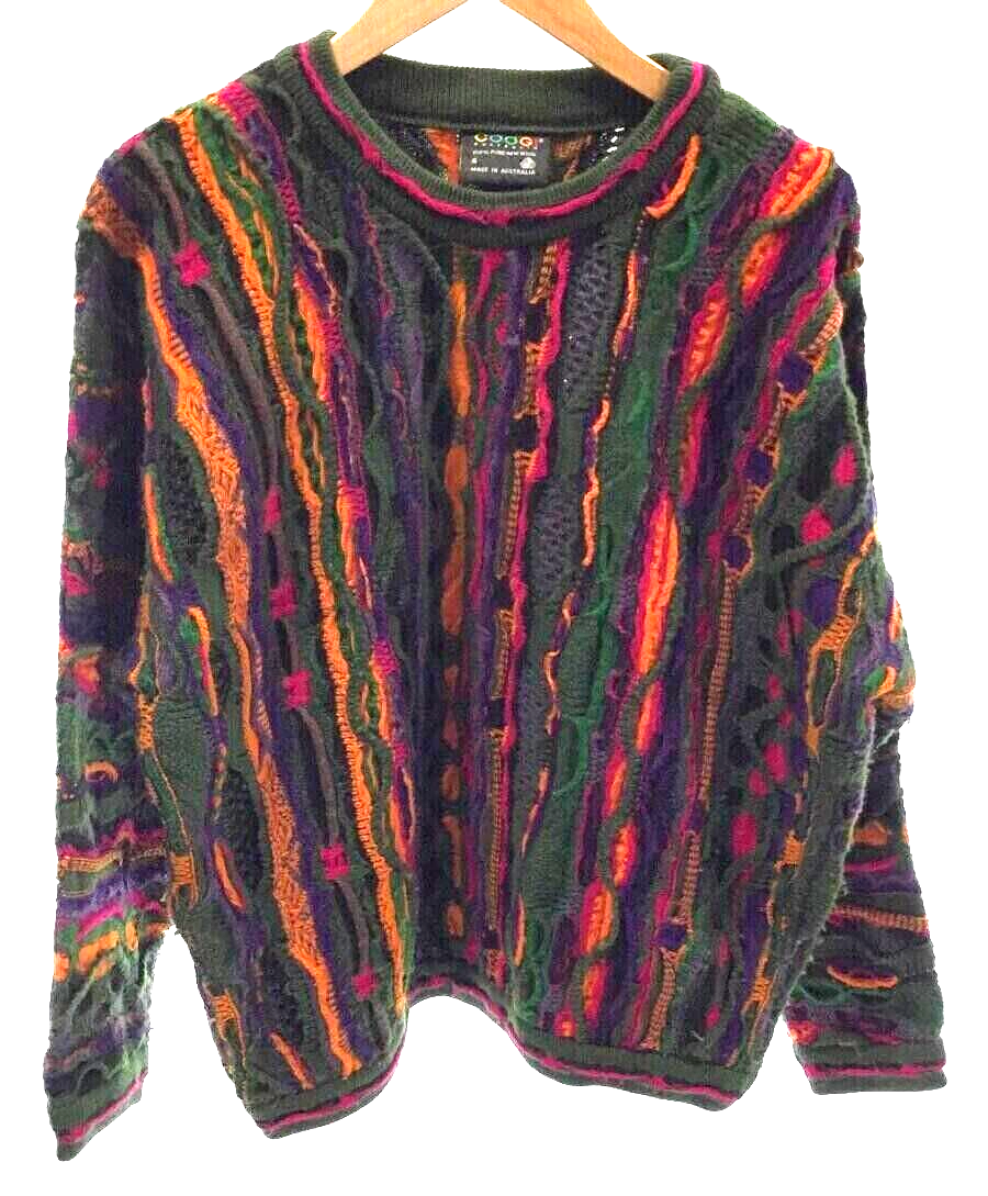 COOGI Pure Wool Knitted Sweater Cardigan 3D Small Made In