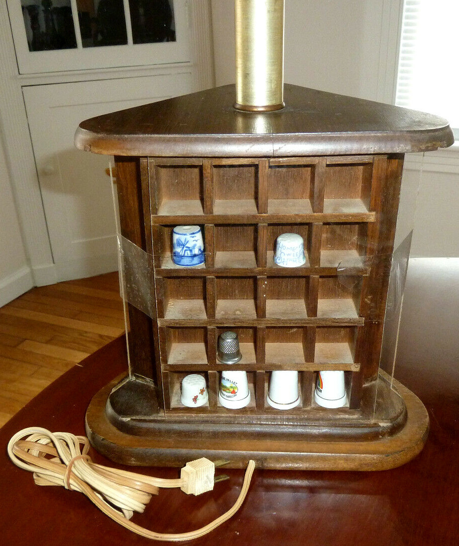 Lot VINTAGE Thimble Display Lamp Working - Plus 20 Piece Thimble Lot Collection