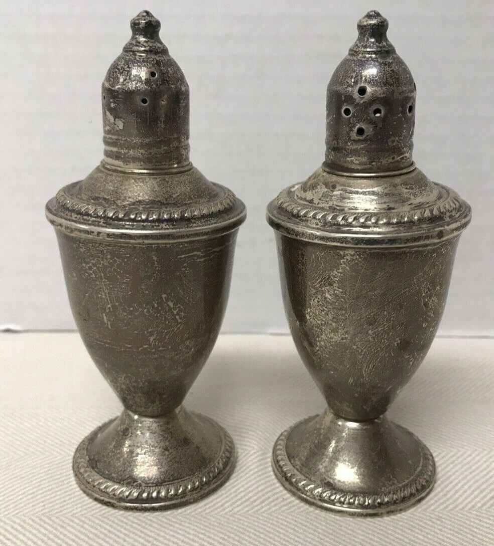Vtg Pair Set Salt & Pepper Shakers Duchin Creations Sterling Silver