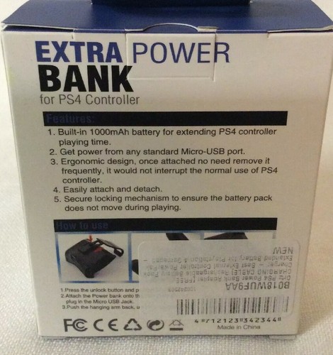 ORTZ PS4 Controller Extra Power Bank Black 1000 mAh