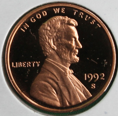 1992 S Lincoln Penny One-Cent Proof U.S. Mint Coin 1c from