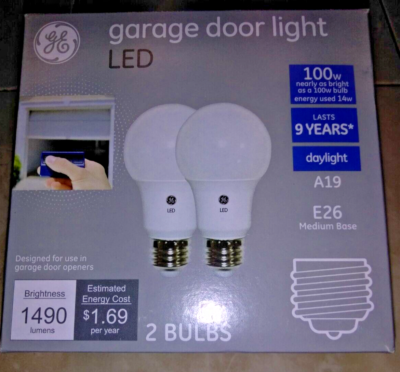 GE Garage Door Light LED 100 watt A19 E26 Base daylight 2 Pack