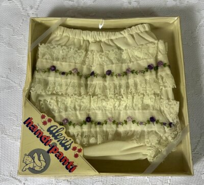 Alexis Handi-Panti ~ Newborn ~ Purple & Lavender Rosebuds ~ vintage rubber pants