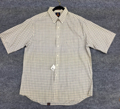 Savile Row Men's Short Sleeve Dress Shirt Size 17 Button Front Single Needle