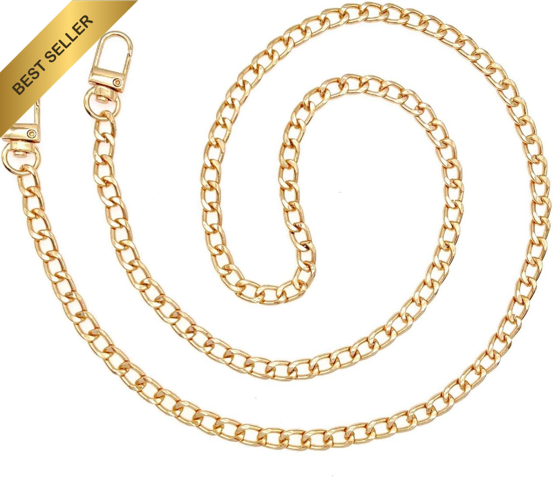 100Cm Flat Gold Metal Chain Strap with Buckles for Petite Women - Crossbody Shou