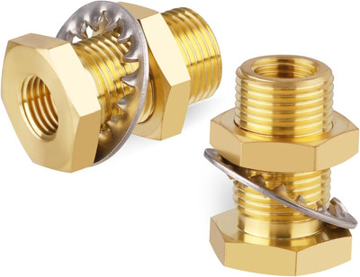 KOOTNAS 2-Pack Solid Brass Bulkhead Fittings, 1/4 NPT Taper Female 3/4'' Straigh