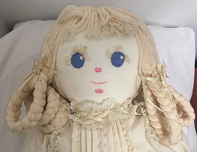Vintage Cloth Doll Embroidered Face 20