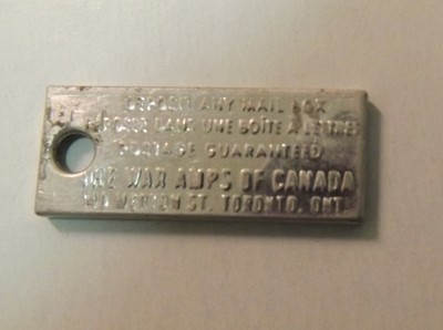 1980 License Plate Key Tag. Ontario Canada. War Amps Key Service