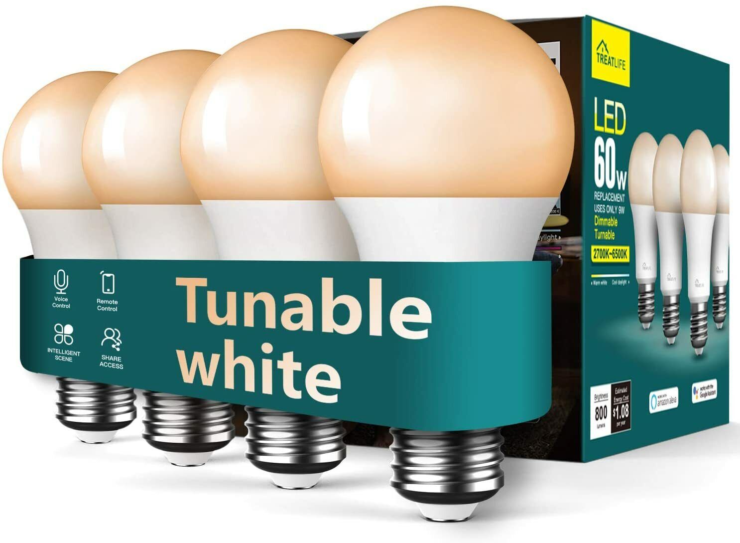 Smart Light Bulbs, Treatlife WiFi LED Light Bulb, Dimmable S