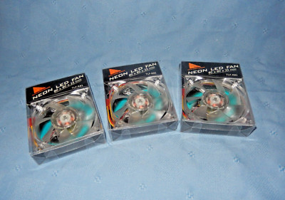 Set of 3 COOLER MASTER TLF-R82 (80 X 80 x 25mm 12V) Blue Neon LED Fans - Laptop