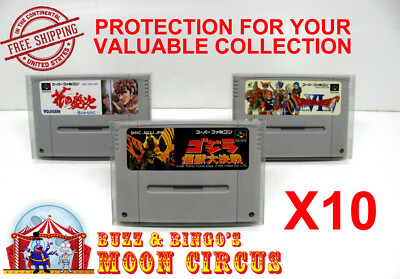 10X NINTENDO SUPER FAMICOM GAME CARTRIDGE - CLEAR PROTECTIVE BOX PROTECTORS 