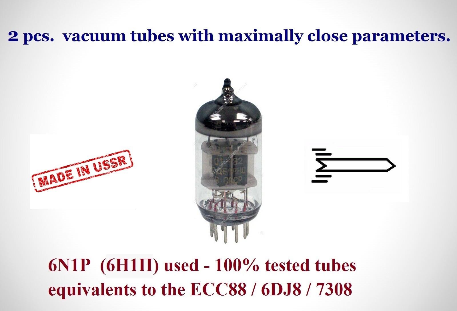 6N1P 6Н1П used - 100% tested tubes equivalents to the ECC88 6DJ8 7308 2pcs./set